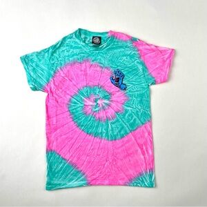 Santa Cruz Skateboards Pink and Green Tie-Dye T-Shirt